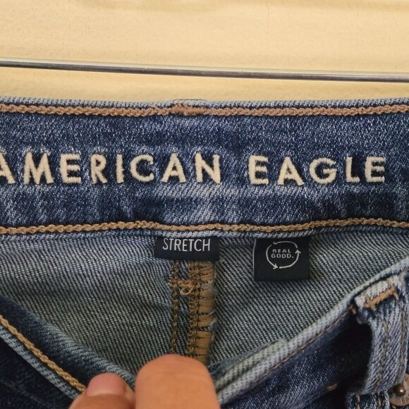 American Eagle Super High Rise Baggy Straight Cargo Jeans Size 0 - Picture 8 of 12